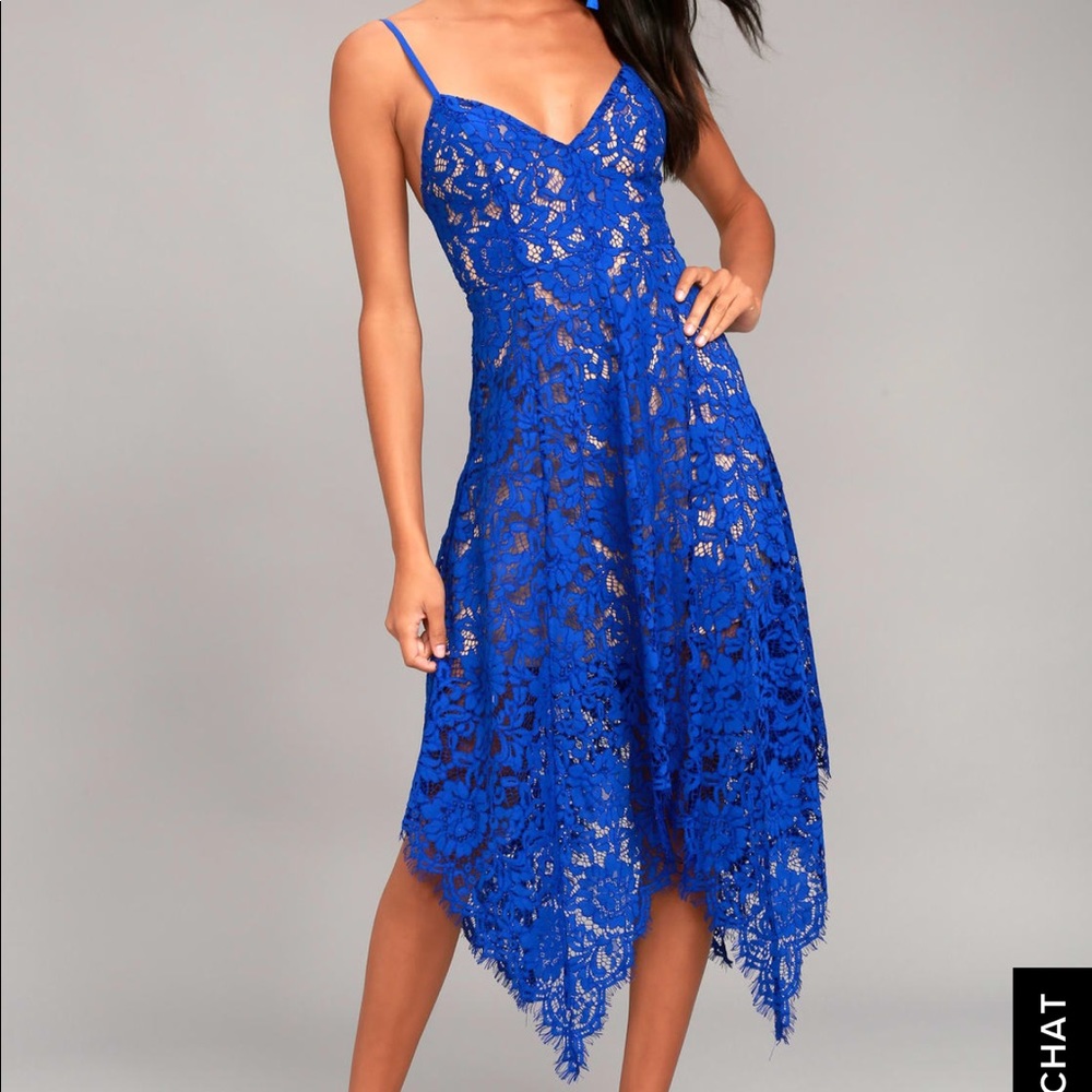 Lulu’s One Wish Royal Blue Midi Dress Small